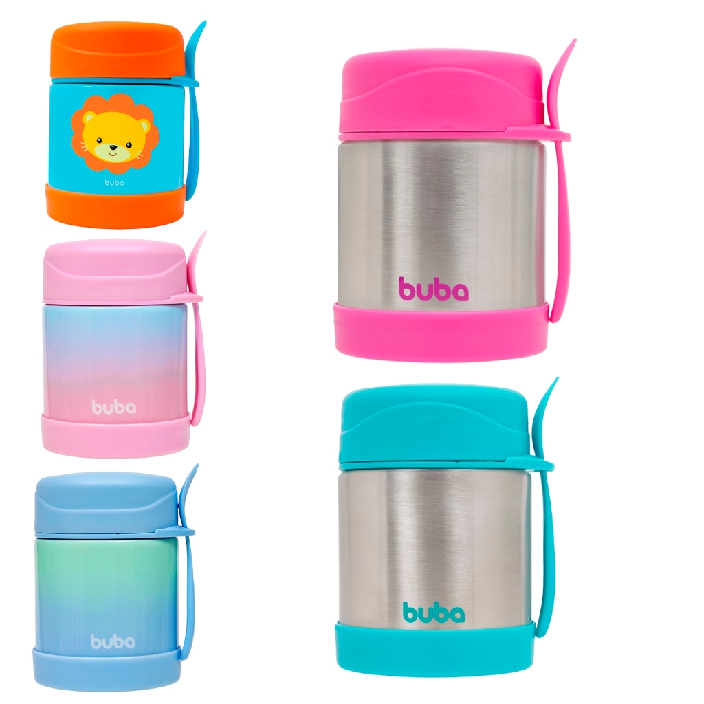 Pote Térmico I Antil Buba Aço Inoxidável Colher Alimentação I Antil Azul,Rosa, Leão Buba — R$ 143,17 em Shopee