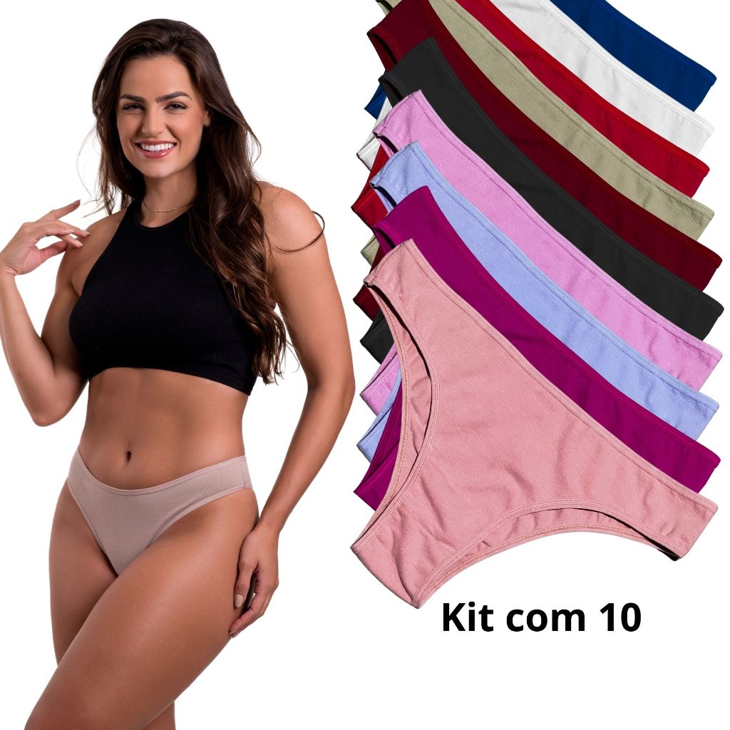 Kit Calcinhas Tanga Algodão Conforto Tanga Básica Cotton  Feminina