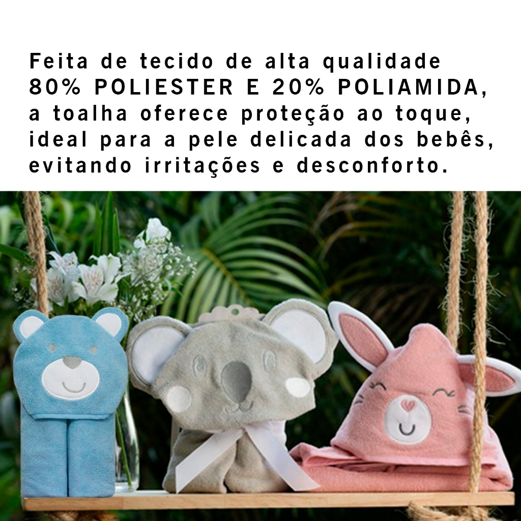 Toalha De Banho infantil  Bebês Com Capuz de Bichinhos Bordada  Aconchego Camesa 75x75
