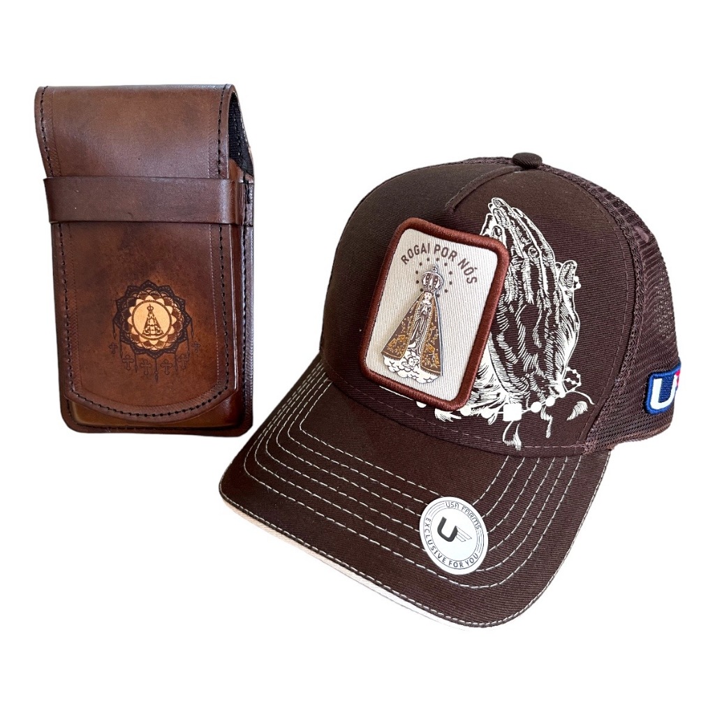 Conjunto Capa De Celular E Boné Trucker Country Nossa Senhora Aparecida