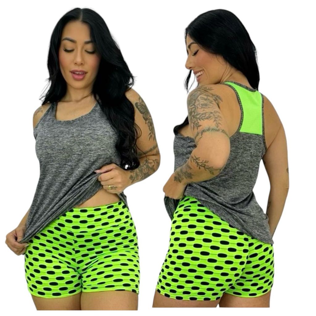 Short Fitness Academia Roupa Feminina Crossfit Empina Bumbum Tecido Disfarça Celulite Cintura Alta