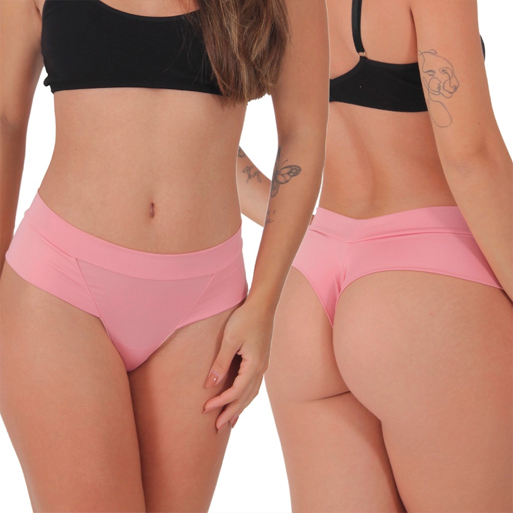 Detalhes do Kit 5 Tangas Calcinhas Fio Duplo Cintura Alta Microfibra Lingerie Moda Íntima