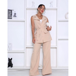 Conjunto Feminino Alfaitaria Blazer Colete Calça e Blazer