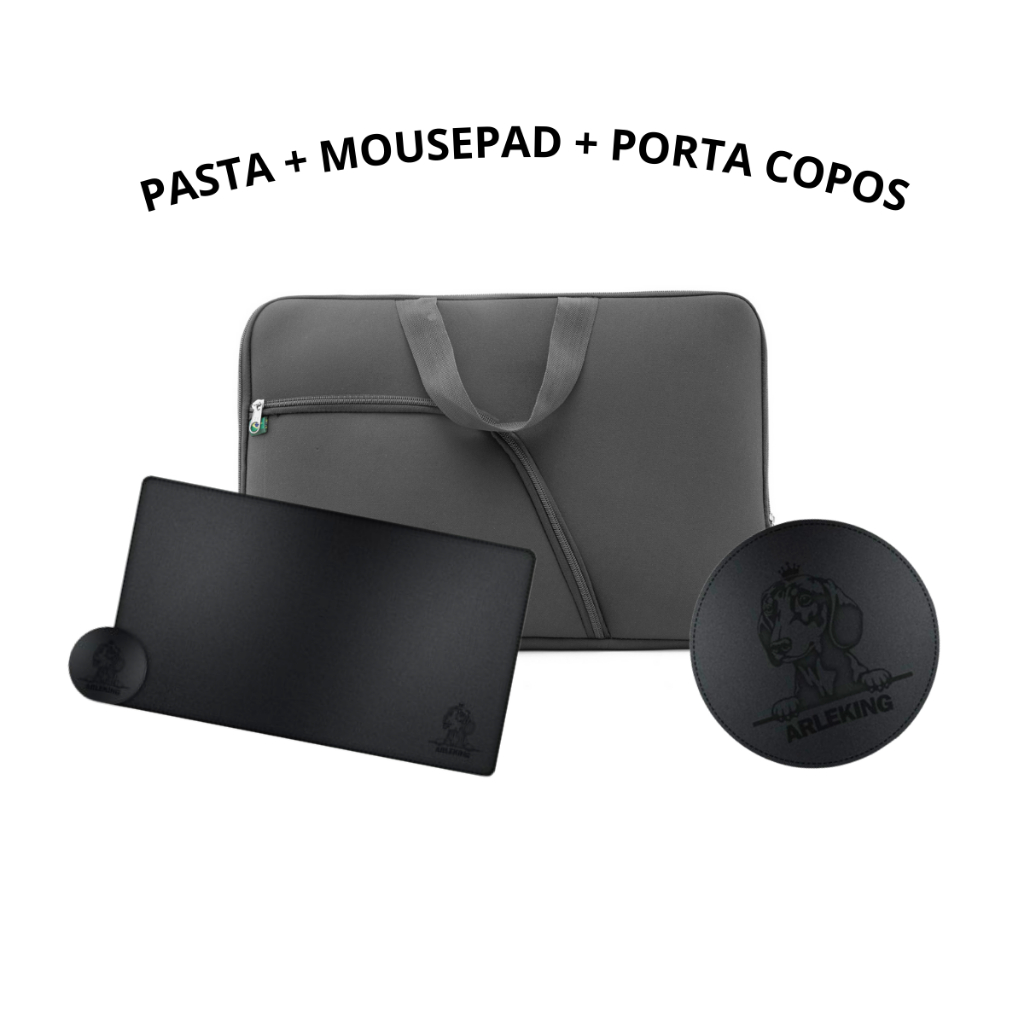 Kit Pasta De Notebook Com Colso Externo + Mousepad Gamer 90x40 AntiDerrapante + Porta Copos