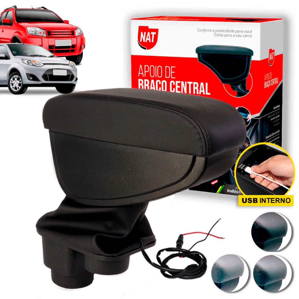 Apoio de Braço Fiesta 2011 Até 2014 E Ecosport 2010 Até 2012 C/ Usb em Oferta na Shopee