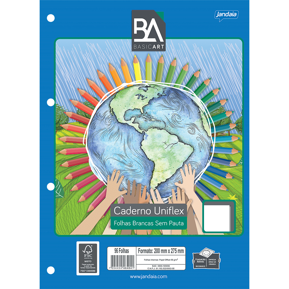 REFIL FICHÁRIO CADERNO UNIFLEX UNIVERSITÁRIO 80 FOLHAS – BASIC ART JANDAIA