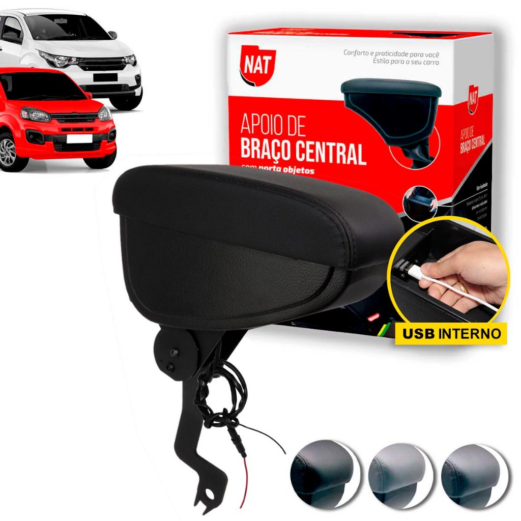 Apoio de Braço Uno 2011 Até 2020 E Mobi 2017 Até 2023 C/ Usb em Oferta na Shopee