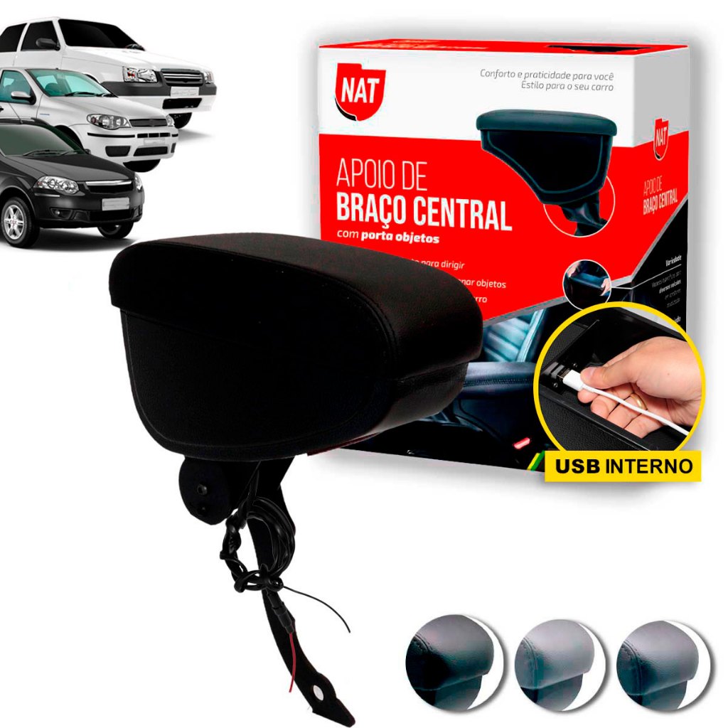 Apoio de Braço Palio Siena Strada 1996 Até 2012 E Uno 1984 Até 2012 C/ Usb - Suporte Curvo em Oferta na Shopee