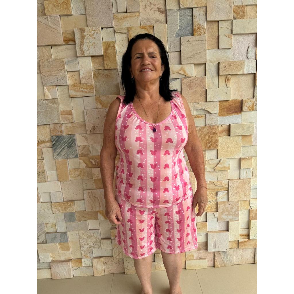 Kit com 2 Baby Doll Estampado Plus Size Blusa sem Bojo e Short Pijama de Dormir Confortável Verão em Oferta na Shopee