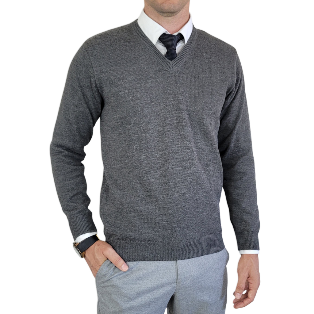 Blusa suéter de trico premium social gola v masculino