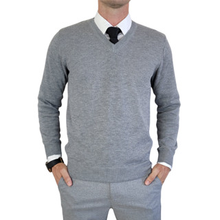 Blusa suéter de trico premium social gola v masculino em Oferta na Shopee