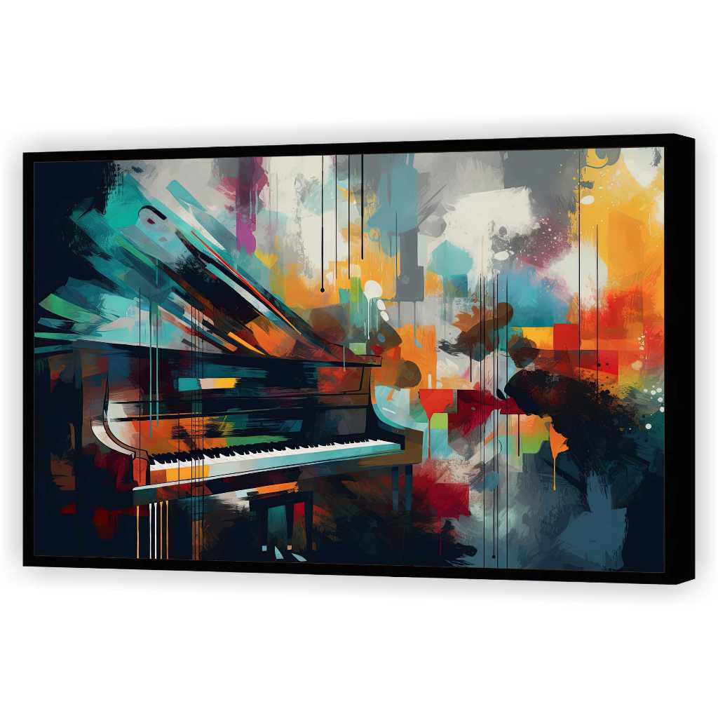 Quadro Luxo Decorativo Piano Música Clássica Para Salas Quartos Tela Canvas Filete GG01