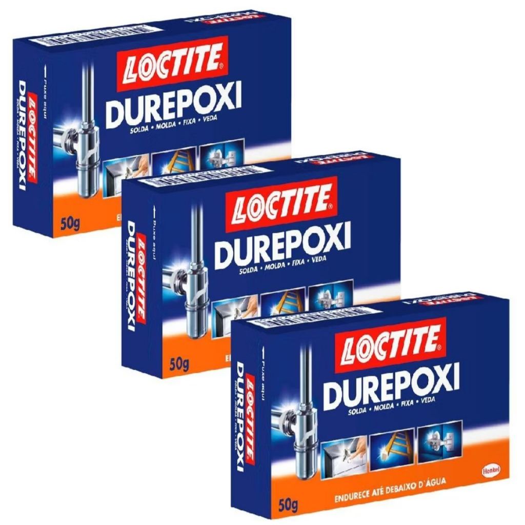 Kit Com 3 Durepoxi Cola Epóxi Massa Adesiva Ultra Forte 50G em Oferta na Shopee
