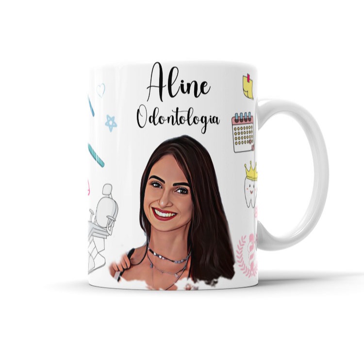 Caneca Com Caricatura Personalizada De Profissão Odontologia Dentista - 325ml em Oferta na Shopee