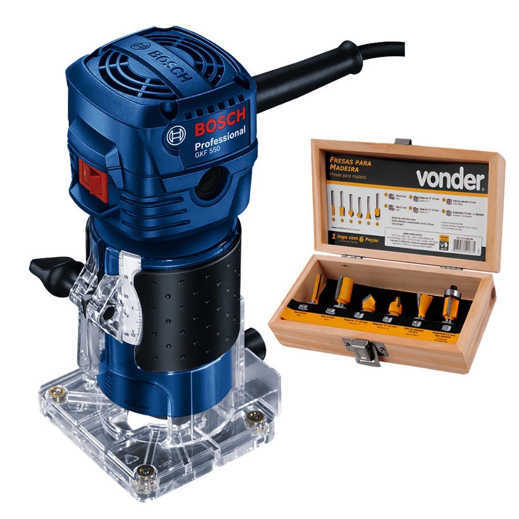 Tupia GKF 550 Bosch + Kit de Fresa Vonder 6 Peças - Home & Living
