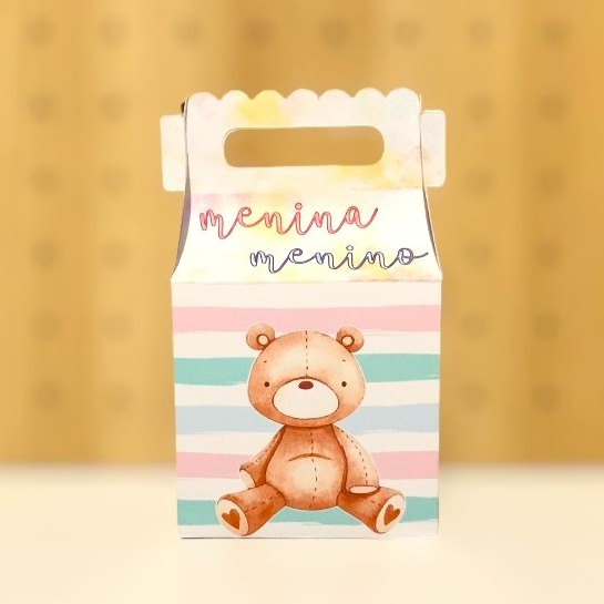 Caixa Maleta Chá Revelação Urso Rosa e Azul / Personalizada /  Festa Infantil / Aniversário