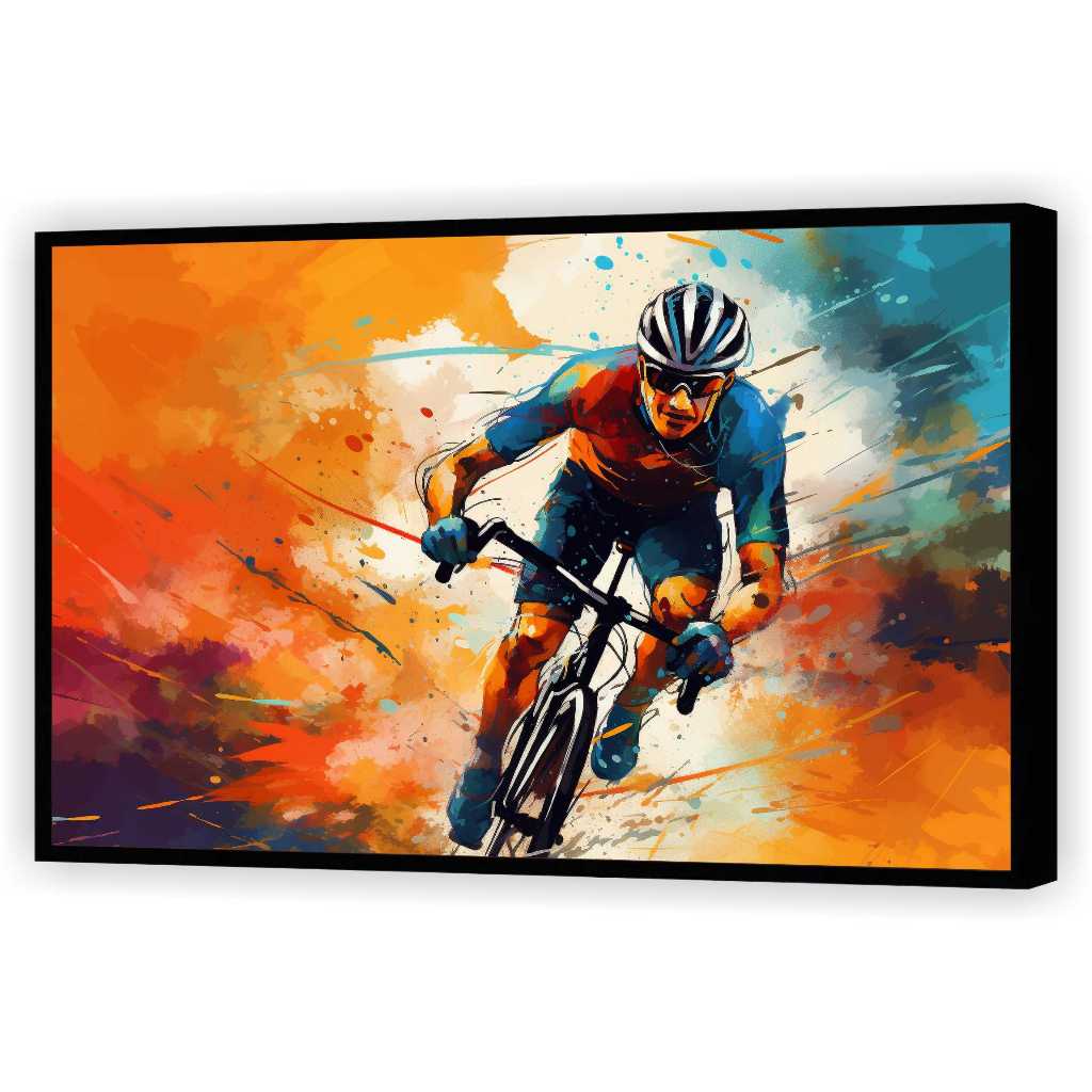 Quadro Luxo Decorativo Bicicleta Abstrato Ciclismo Tela Canvas Filete
