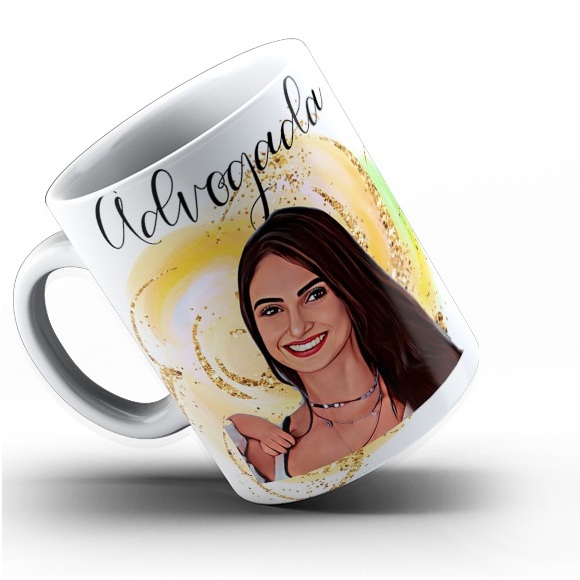 Caneca Profissão Advogada Com Caricatura Personalizada Xicara Café 325ml
