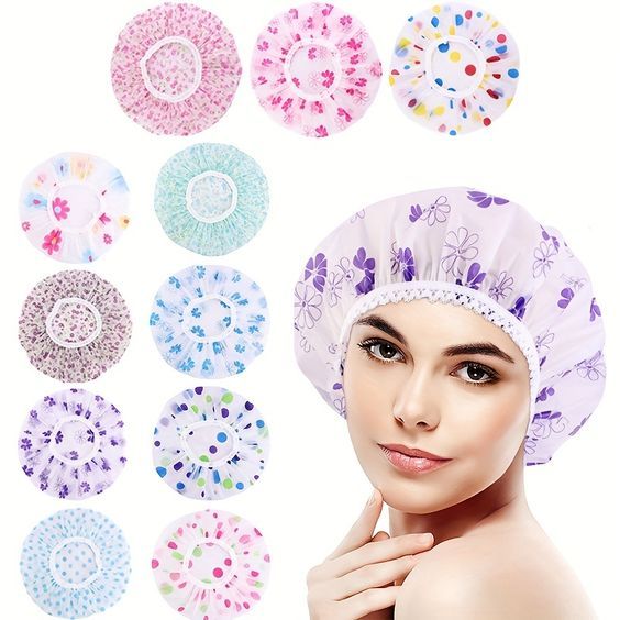 Kits 6/12 Toucas para banho de cabelo impermeável e reutilizável