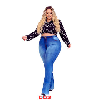 Calça Jeans Flare Feminina Plus Size Premier Curve em Oferta na Shopee