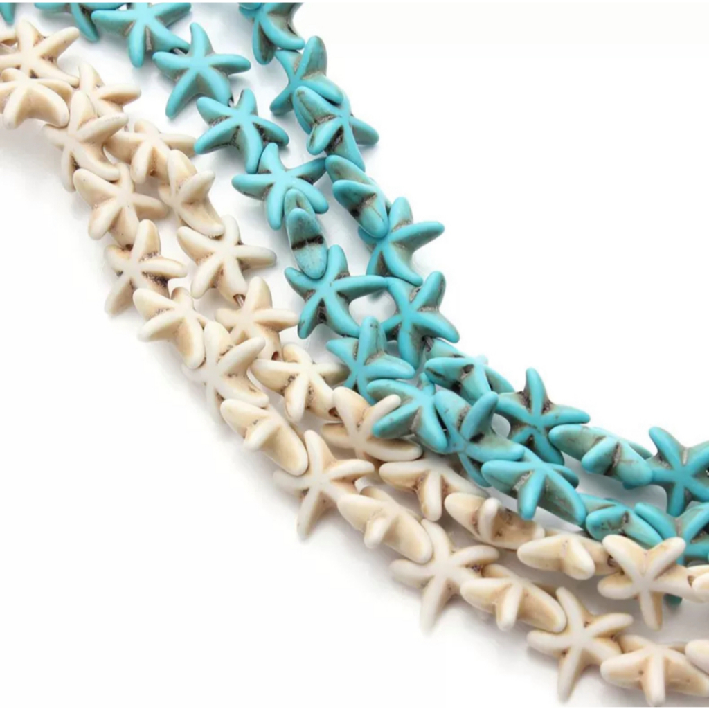 Fio de Estrela do Mar Pedra Howlita diversos modelos em Oferta na Shopee