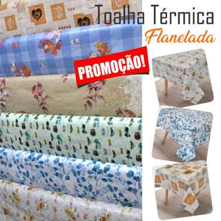 Kit c/ 02 Toalhas de Mesa Plástica Térmica Flanelada 1,40m Largura Estampas em PVC Impermeável em Oferta na Shopee