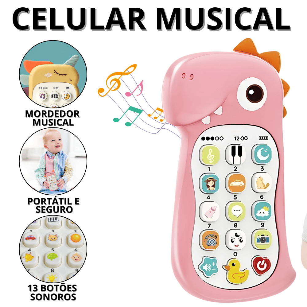 Celular De Brinquedo Para Criança Telefone Infantil Musical Brinquedos Para Bebê Interativo Mordedor