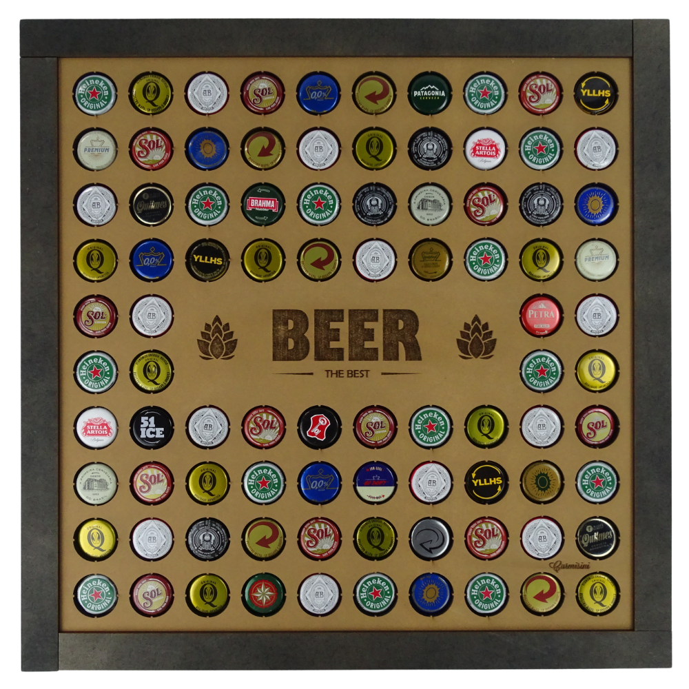 Quadro Decorativo Porta Tampinhas de Cerveja Decoração Bar Barzinho e Boteco