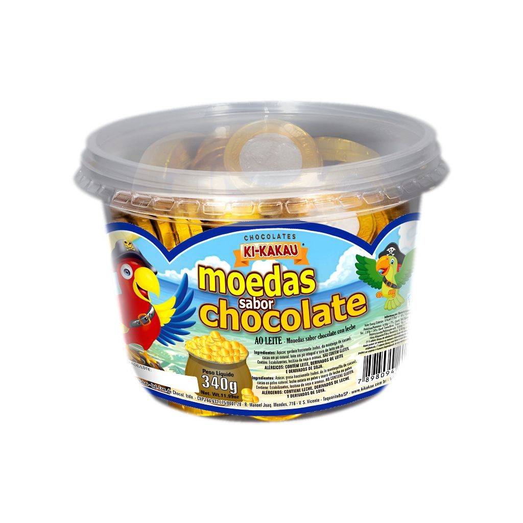 Pote Moeda De Chocolate ao Leite Ki-Kakau 340g Guloseimas Sacolinhas Surpresa