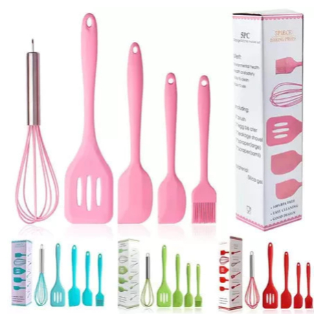 Kit 5 Peças Utensílios de Cozinha Silicone Colher Espátula Fue Espátula Pequena Pincel