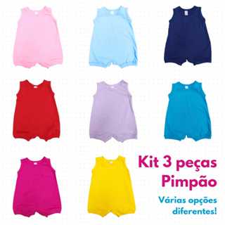 Kit 3 Pimpão Bebê Varias Cores ( Lisos ) 100% Algodão em Oferta na Shopee