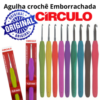 AGULHA CROCHE EMBORRACHADA CÍRCULO em Oferta na Shopee