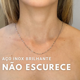 Colar Prata Delicado Colar Aço inoxidável Hipoalergênico Corrente detalhada feminino colar fino brilhante e claro em Oferta na Shopee