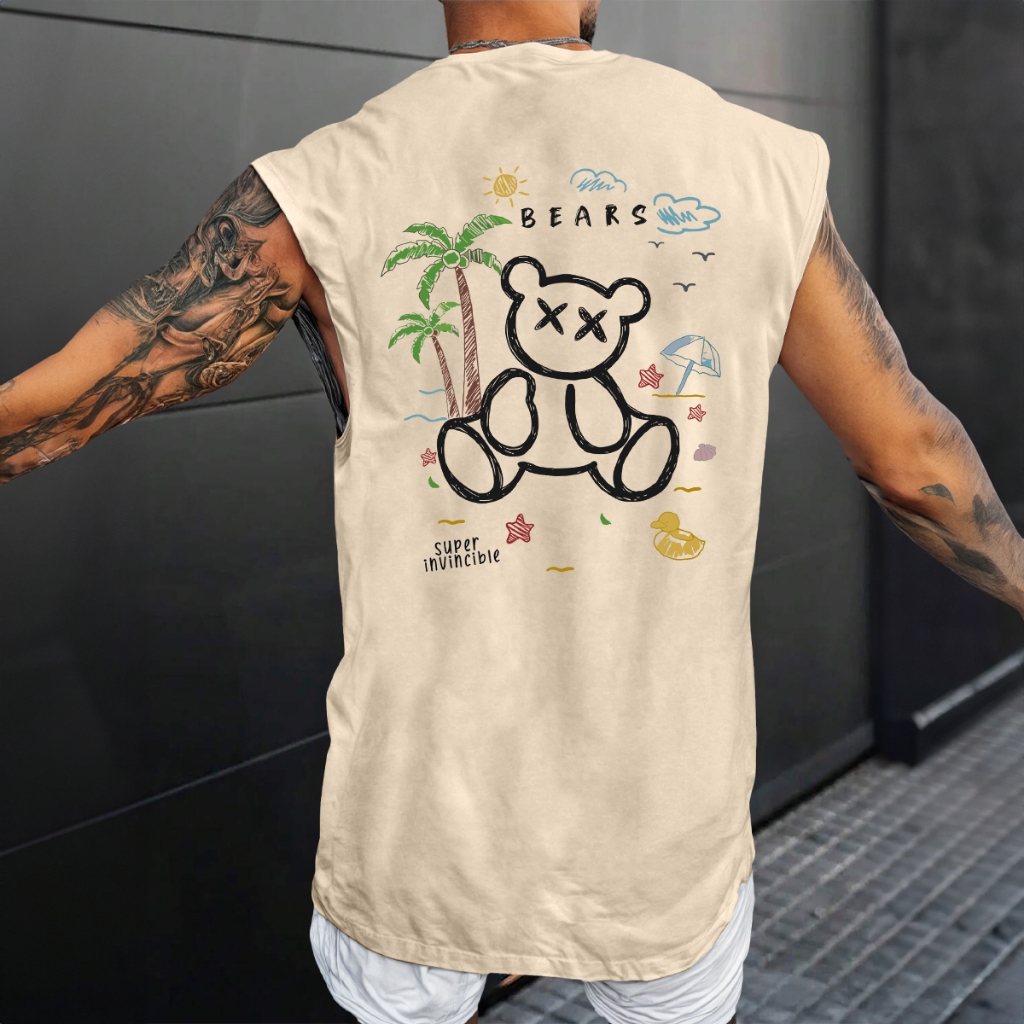 Regata Oversized Camiseta Streetwear Urso Unissex Camisa Cavada