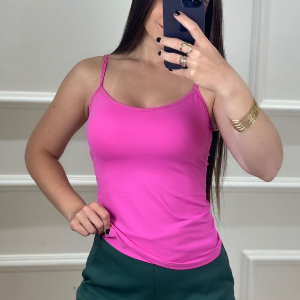 Blusinha Suplex Regata Feminina Bojo Alcinha Fina blusa poliamida — imagem 2 de 2
