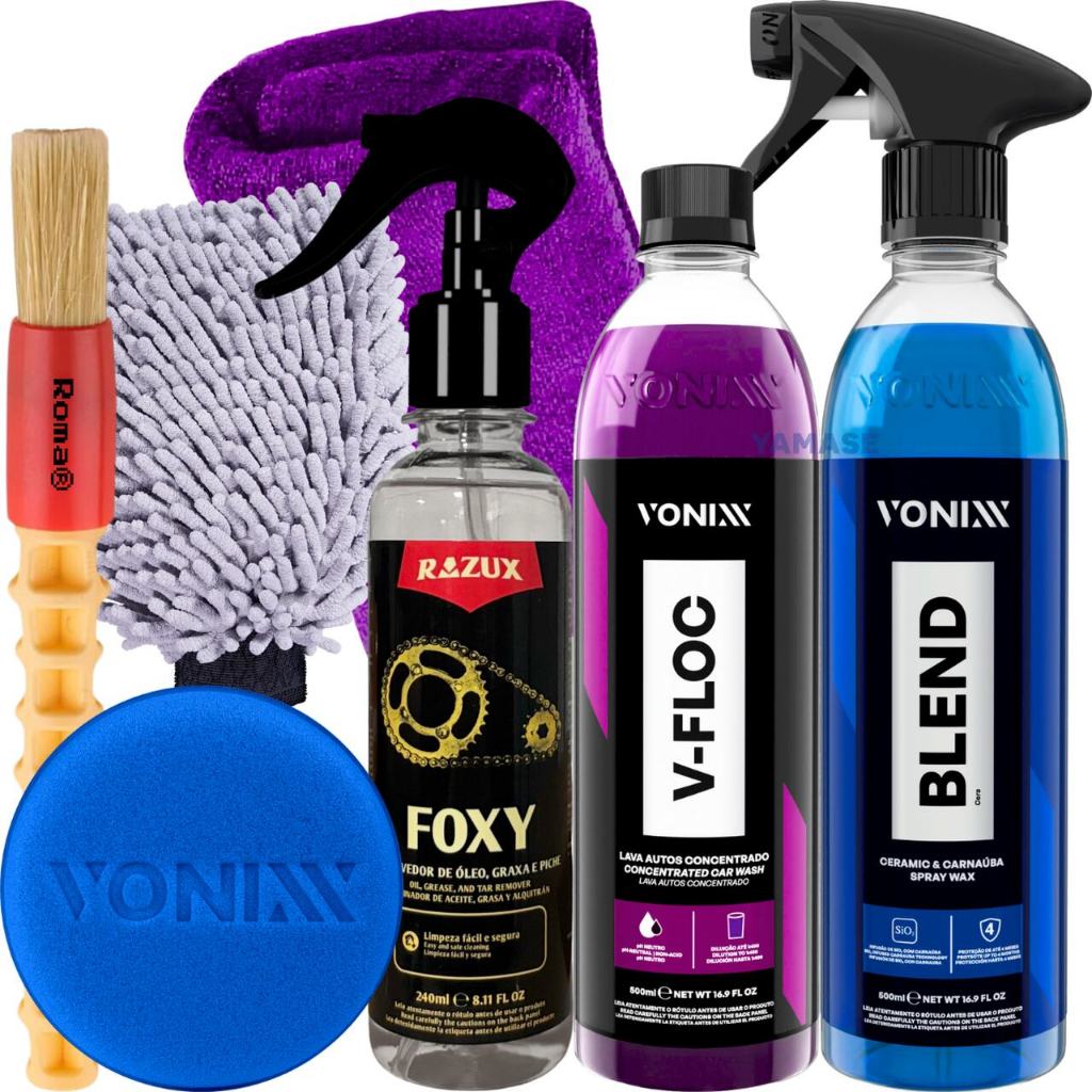 Kit Produto para Lavar Moto Cera Blend Shampoo Desengraxante Limpador de Corrente Vonixx em Oferta na Shopee