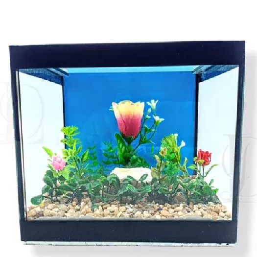 Aquário Ariel Quadrado 4,5 L Beteira Decorado Enfeites Plantas Beta