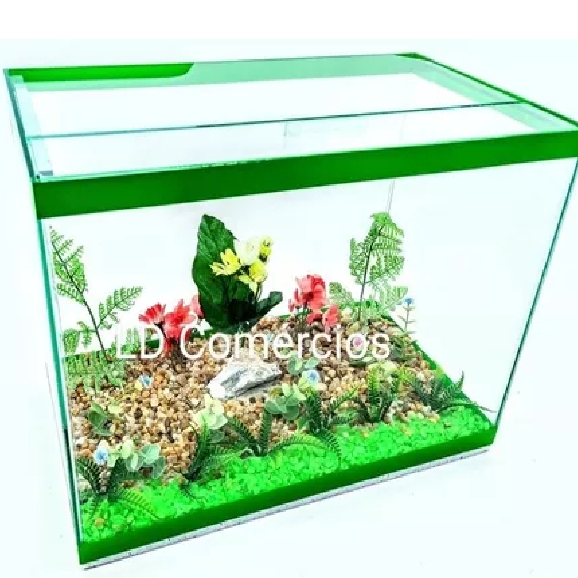 Aquário Grande 25 Lts 40x23x28cm Decoração Fixa Promoção Pet