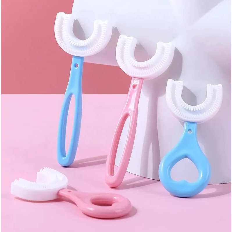 Escova Dentes Infantil Higiene Bebê Formato U 360° de Silicone