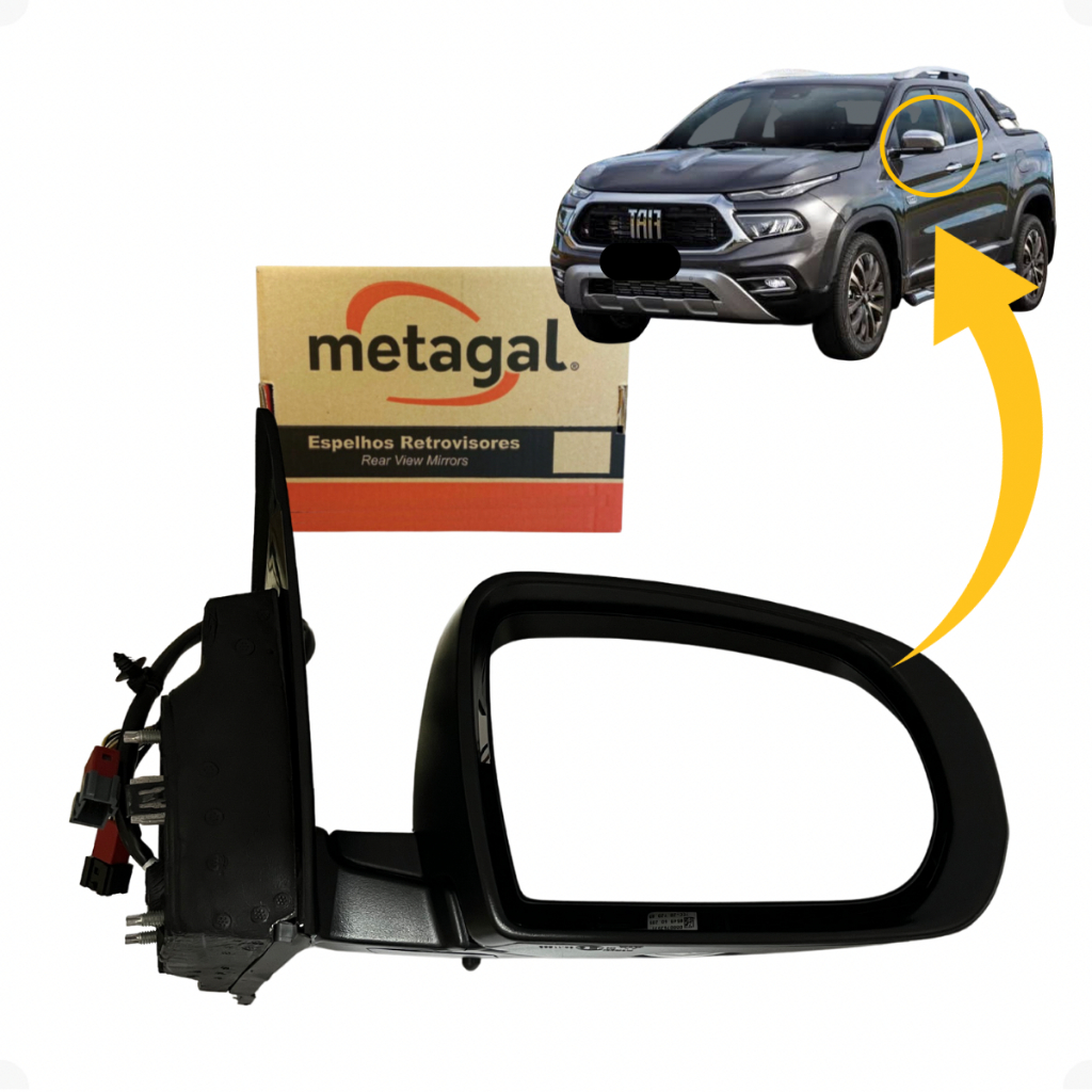 Retrovisor Toro Com Luz de Solo Elétrico Esquerdo Motorista 2016 2017 2018 2019 2020 2021 2022 2023