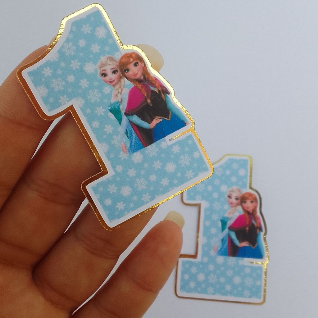 Aplique Personalizado número com camada em lamicote Frozen Lembrancinha para Festa