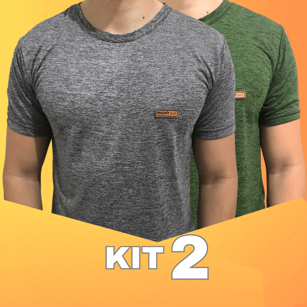 Kit 2 Camisetas Manga Curta Dry Fit Masculina Casual Treino Academia Esportes Exercícios Corrida