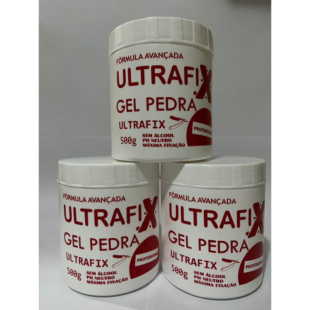 GEL PEDRA ULTRA FIX KIT COM 3 UNIDADES 500 G CADA SEM ÁLCOOL PH NEUTRO MÁXIMA FIXAÇÃO PRODUTO PROFISSIONAL em Oferta na Shopee