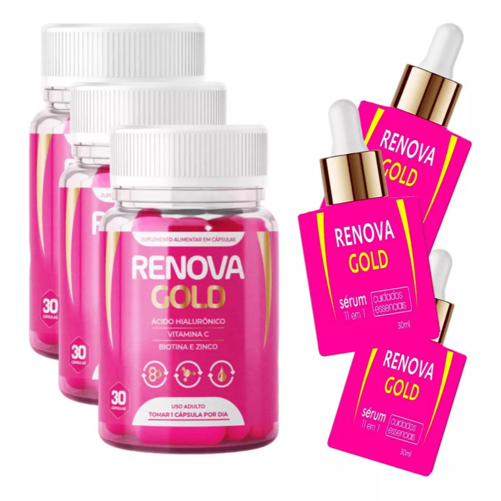 3x Renova Gold 30 Cápsulas + 3 Serum Facial Envio Rápido em Oferta na Shopee