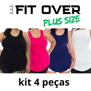 Kit 4 camisetas fitness PLUS SIZE - básica - tapa bumbum - academia - crossfit - fit over em Oferta na Shopee