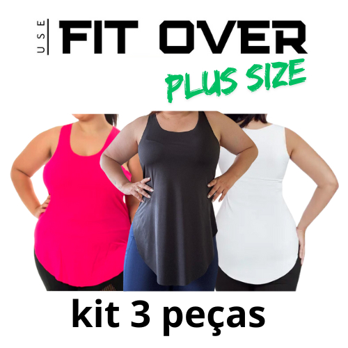 Kit 3 camisetas fitness PLUS SIZE - básica - tapa bumbum - academia - crossfit - fit over em Oferta na Shopee