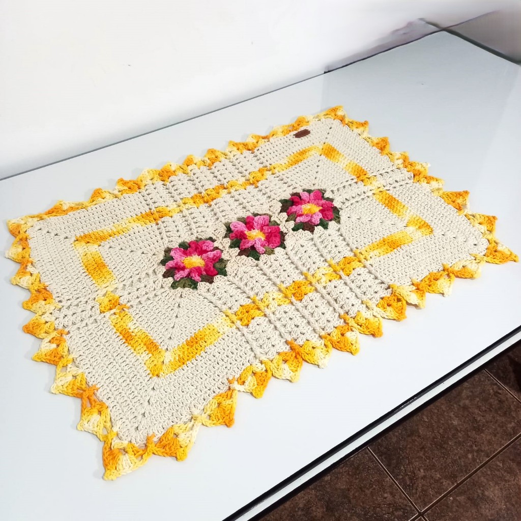 Tapete de Porta Flores em Crochê Toalha Centro de Mesa de Crochet Moda Casa Decoração Sala Cozinha Quarto Presentes