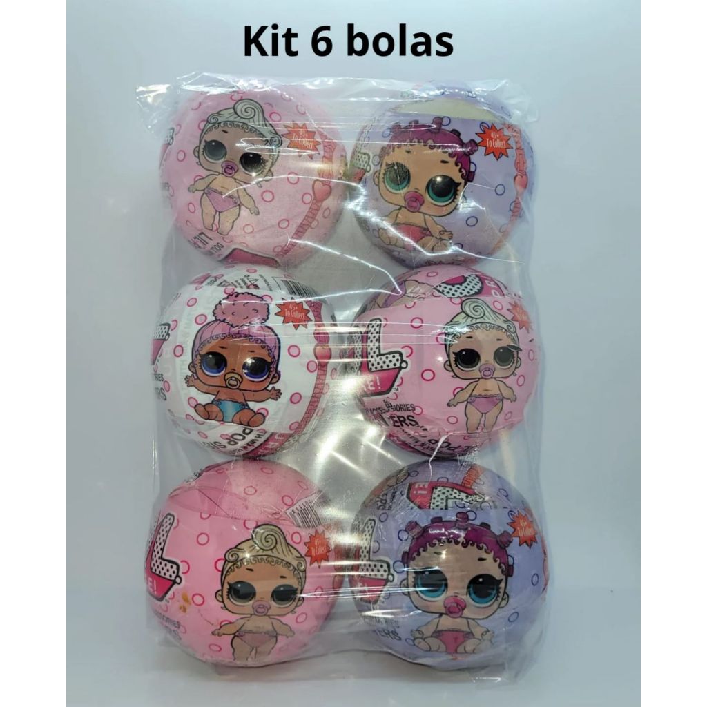 Bola Personagem  Com Surpresa Kit Com 6 Unidades