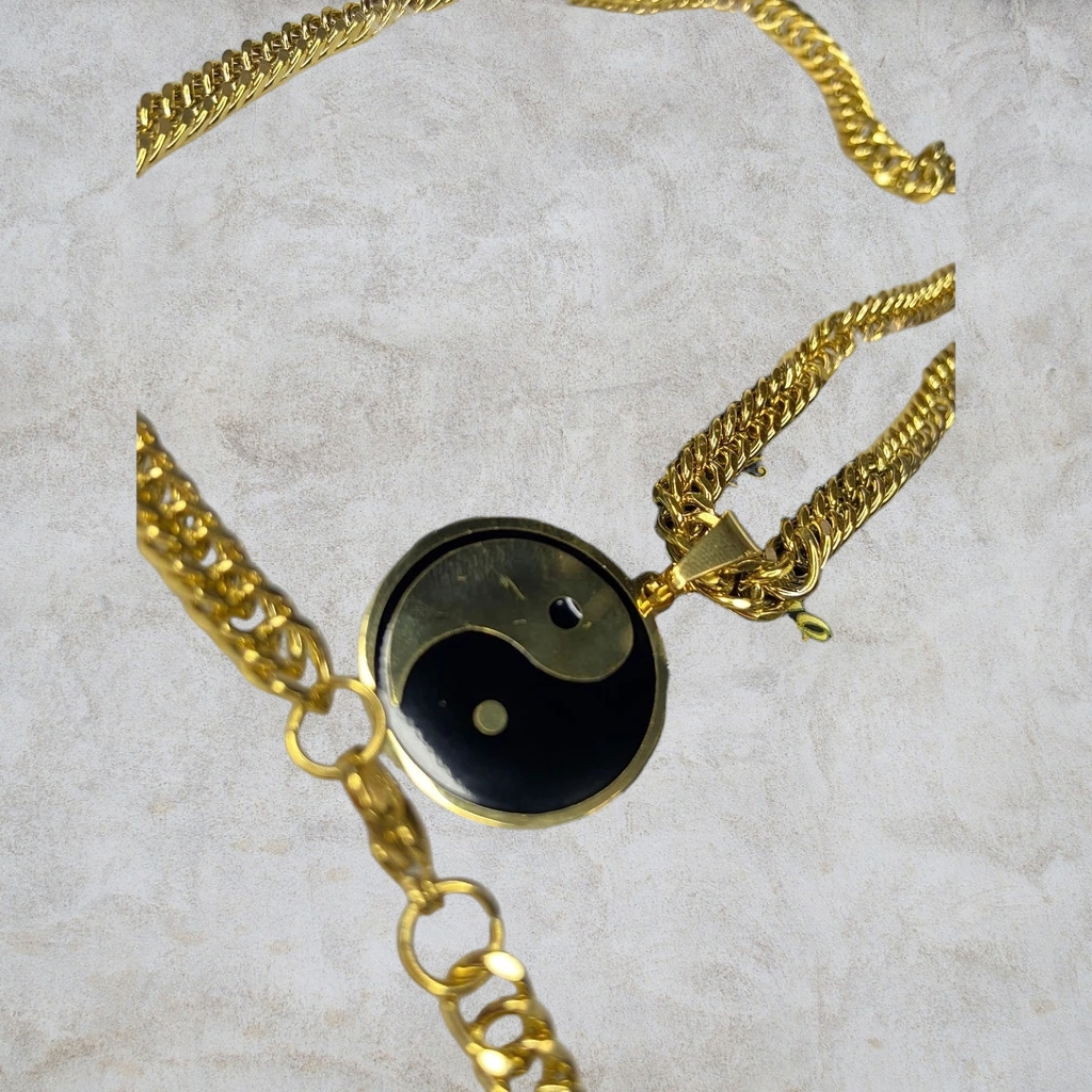Corrente + pingente TONY COUNTRY Masculina Elo Duplo 3mm Banhado Ouro 18 K + Pingente Banhado Ouro Cordão Masculino 60cm