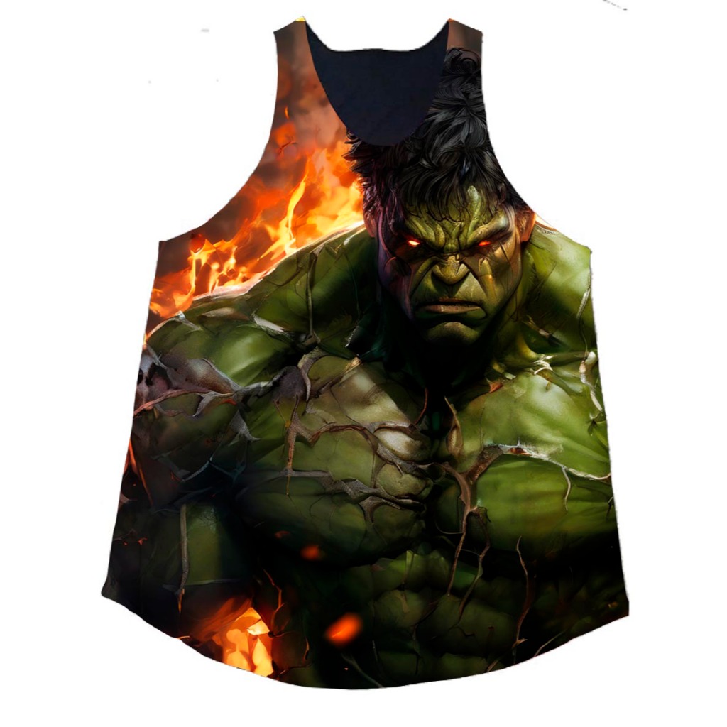 Regata cavada masculina treino musculação academia Hulk art11